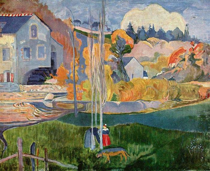 Paul Gauguin Watermill in Pont Aven Norge oil painting art